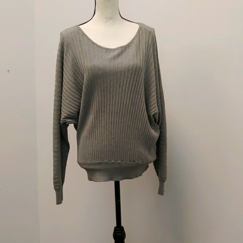 ee:some Gray Long Sleeve Solid Ribbed Sweater NEW Womens